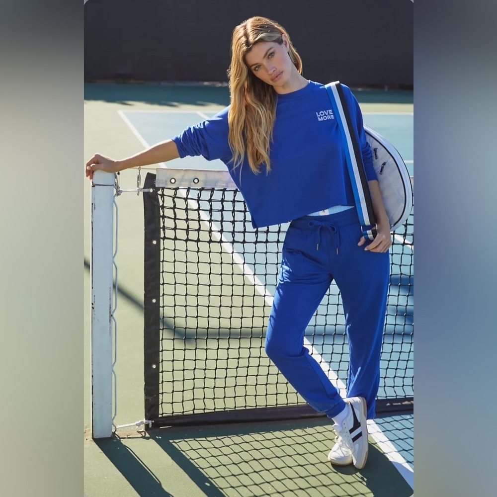 Spiritual Gangster Love More Zoe Slim Jogger in Electric Cobalt Blue